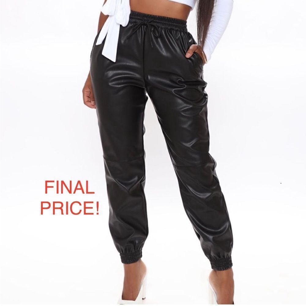 New Faux Leather Jogger Pants - Picture 6 of 6